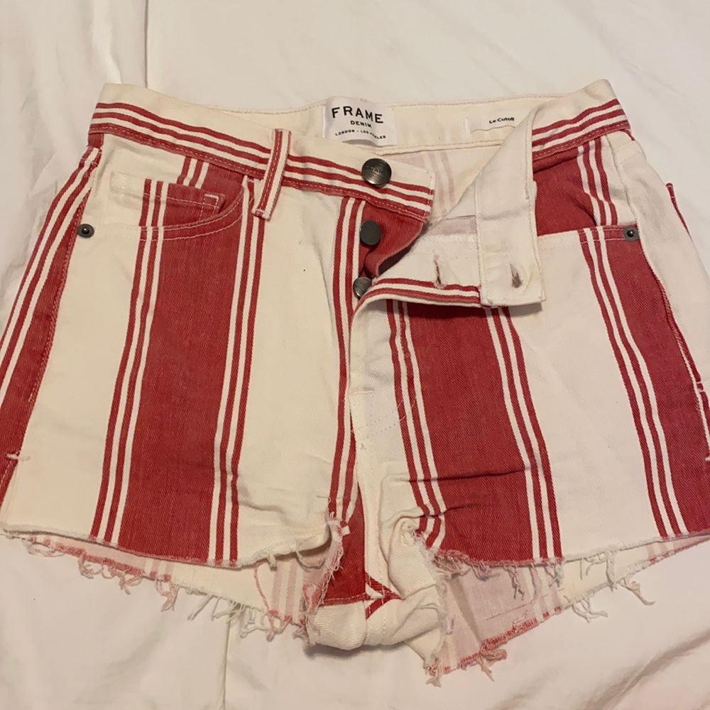 Frame denim size 24 pin stripped jean shorts